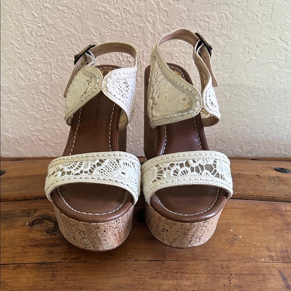 House of Harlow 1960 Lace Wedge Sandals | 8.5 | Cream and Tan - Picture 9 of 9